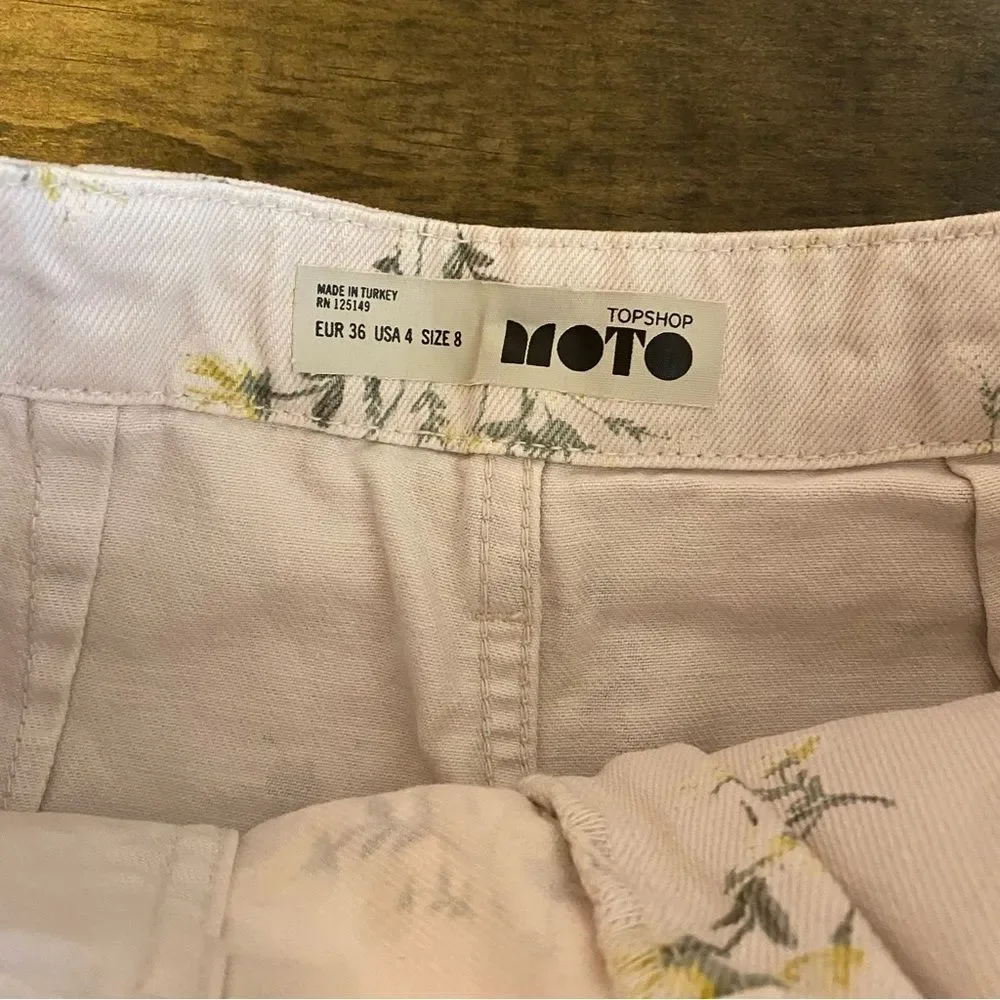 Topshop White Floral Mini Skirt